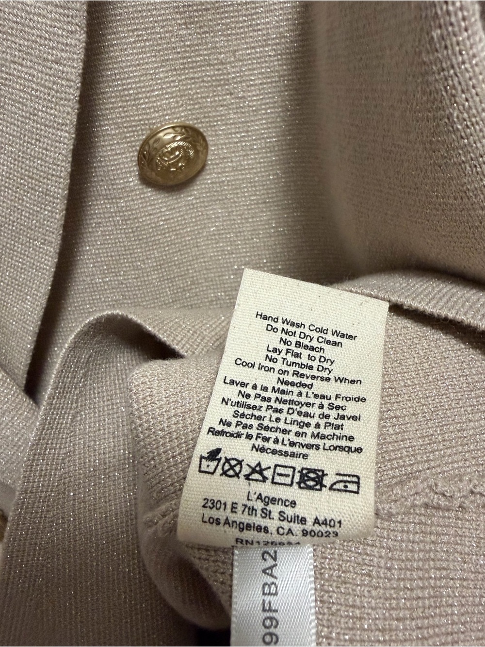 L'AGENCE Kenzie Metallic Knit Blazer in Khaki Gold Women’s Size Large - Picture 4 of 8